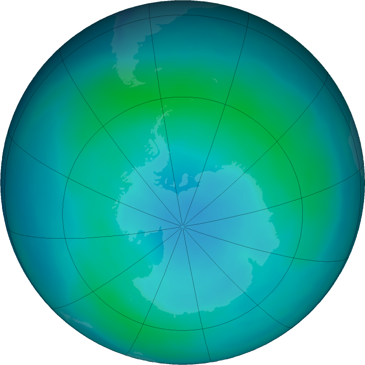 Antarctic ozone map for March 2023